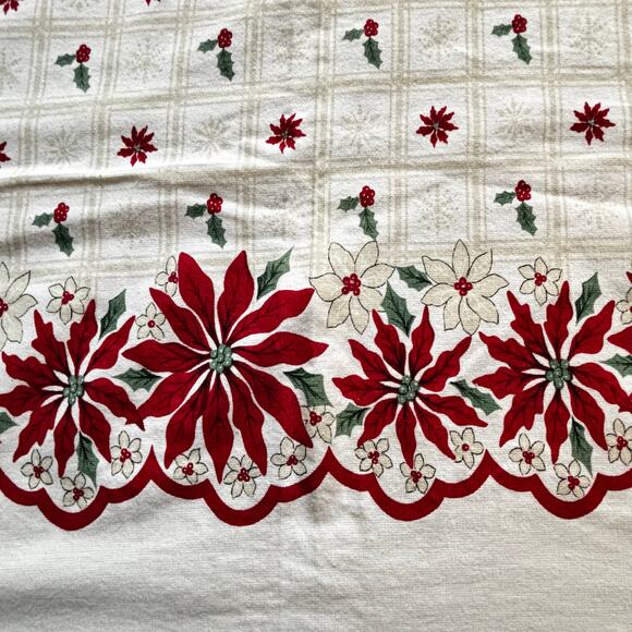 Martha Stewart cotton Christmas tablecloth farmhouse cottage style rectangle - Picture 4 of 8